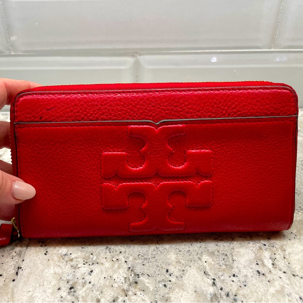 Tory Burch zip-around wallet in red